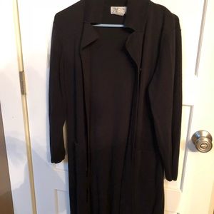 Medium long black cardigan sweater